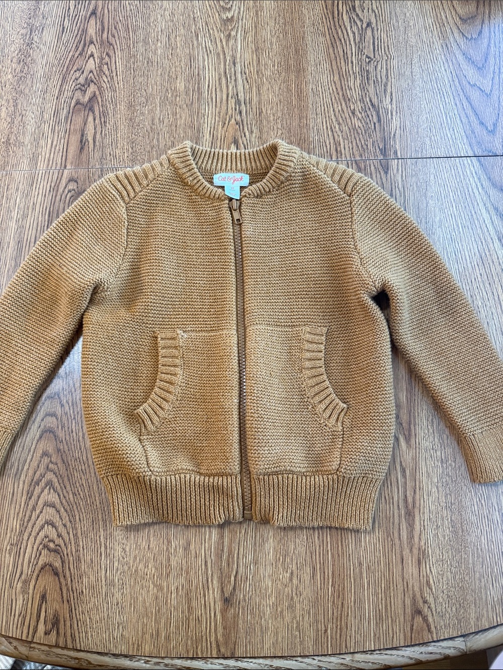 Cat & Jack Tan Zip-Up Knit Cardigan